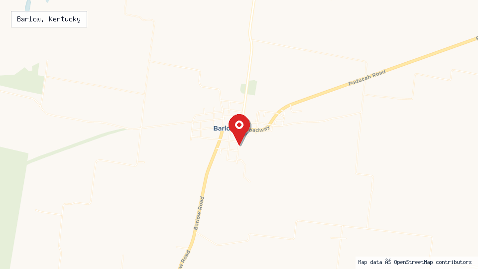 Street map of Barlow, Kentucky with location pin