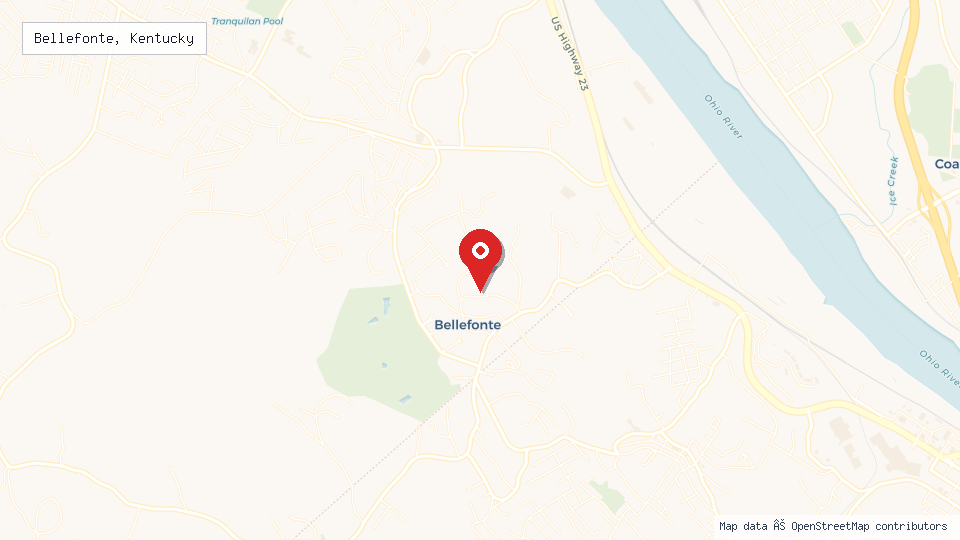 Street map of Bellefonte, Kentucky with location pin