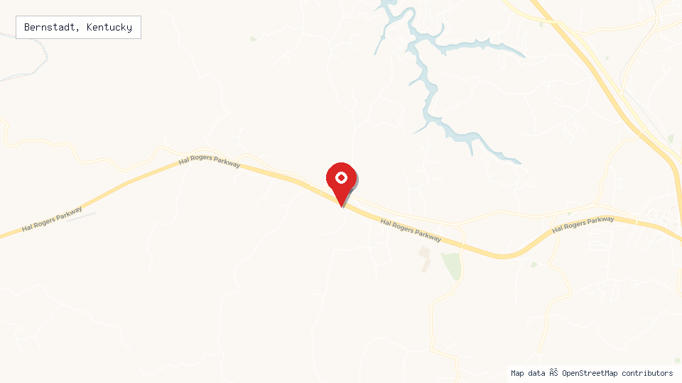 Street map of Bernstadt, Kentucky with location pin