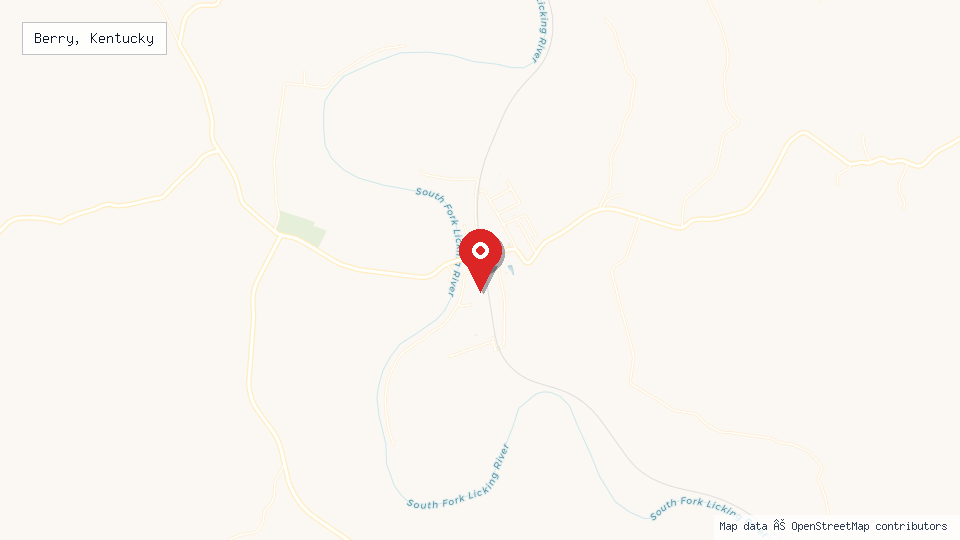 Street map of Berry, Kentucky with location pin