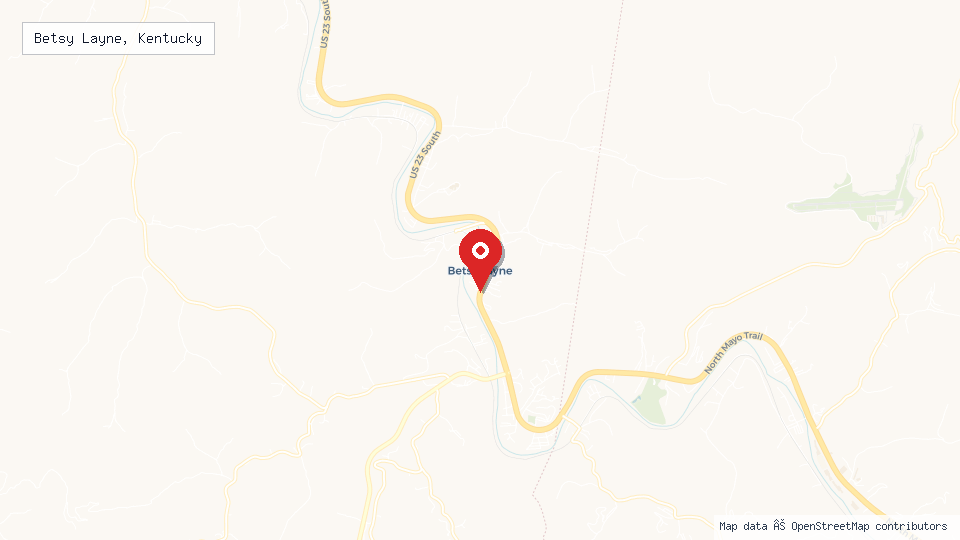 Street map of Betsy Layne, Kentucky with location pin