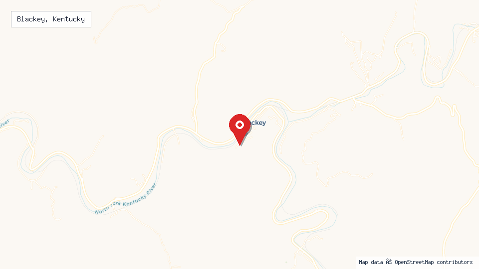 Street map of Blackey, Kentucky with location pin