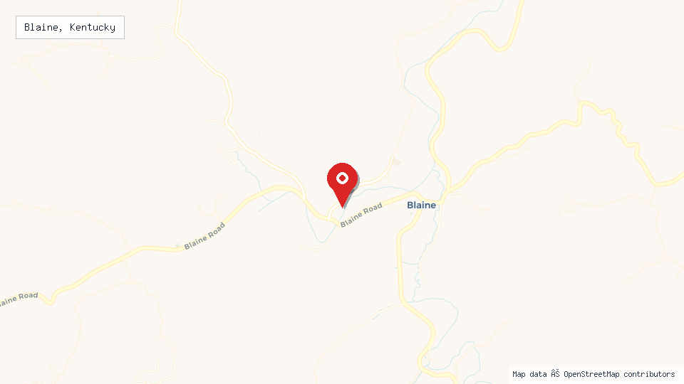 Street map of Blaine, Kentucky with location pin