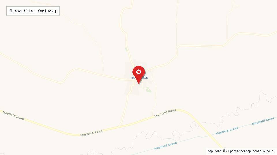 Street map of Blandville, Kentucky with location pin