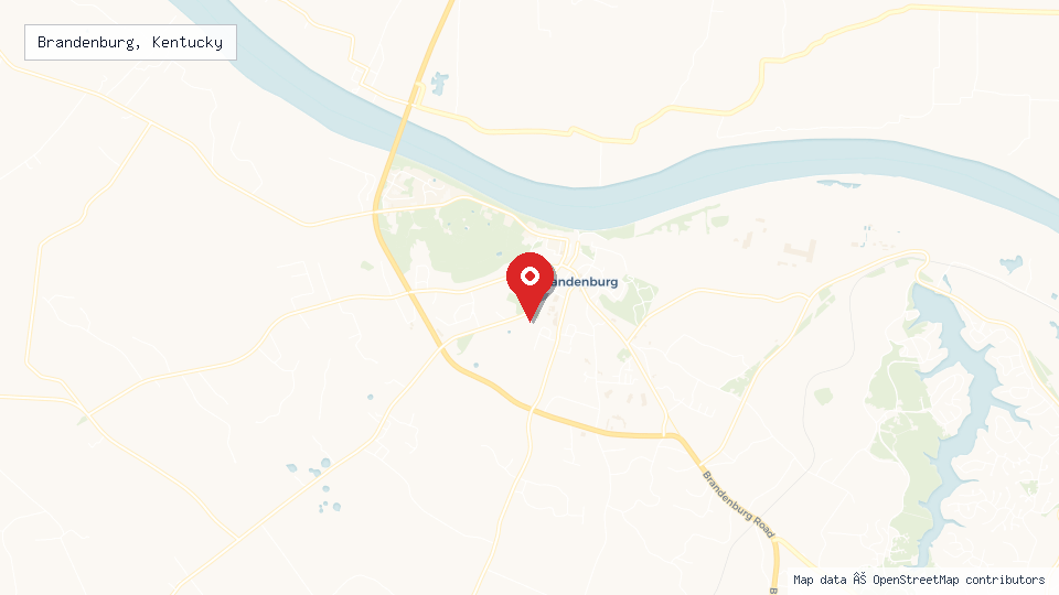 Street map of Brandenburg, Kentucky with location pin