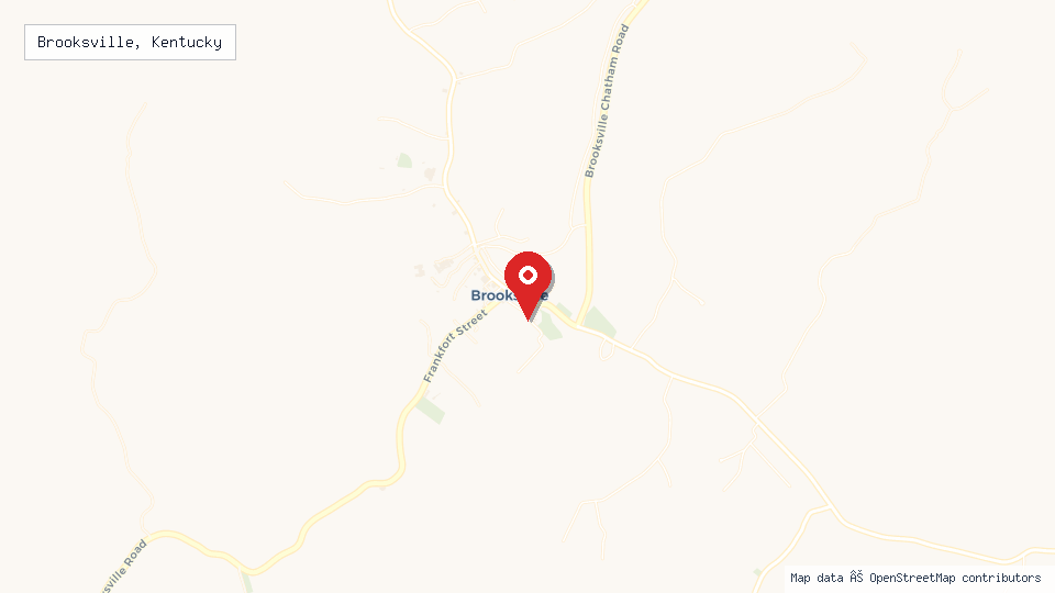 Street map of Brooksville, Kentucky with location pin