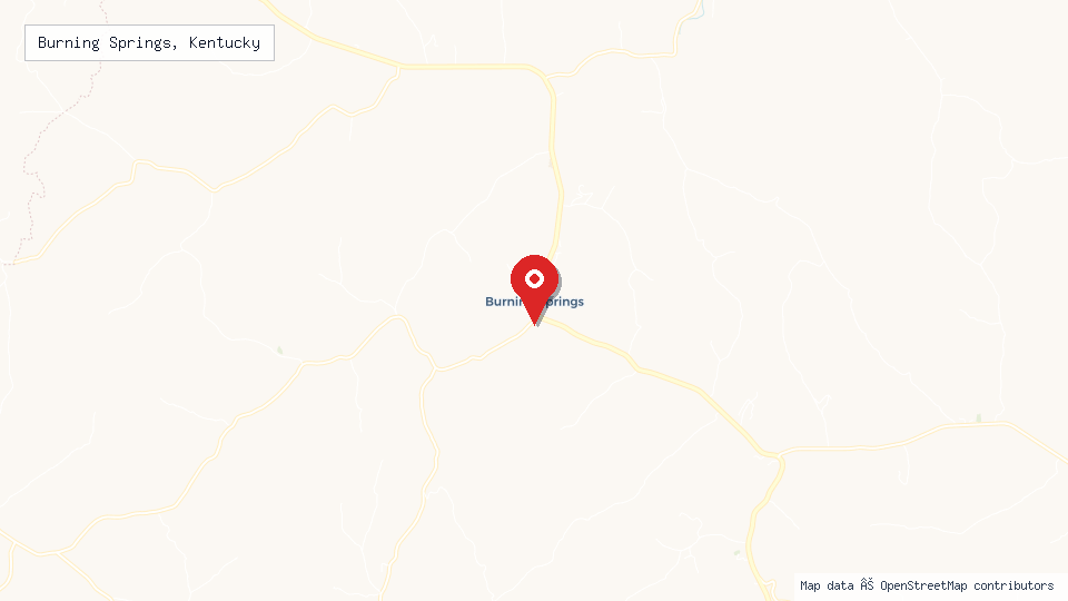 Street map of Burning Springs, Kentucky with location pin