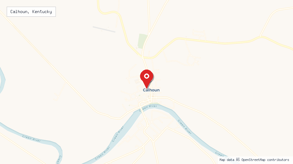 Street map of Calhoun, Kentucky with location pin