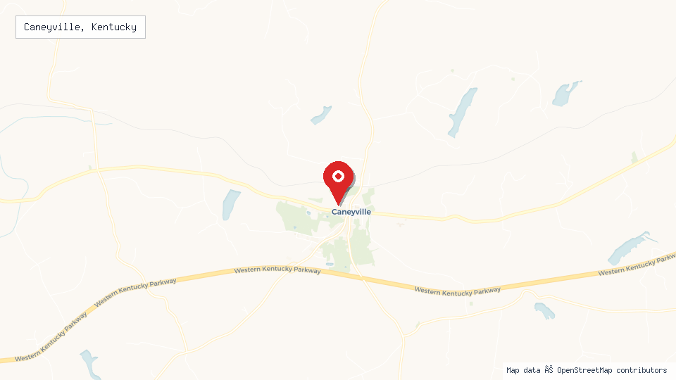 Street map of Caneyville, Kentucky with location pin