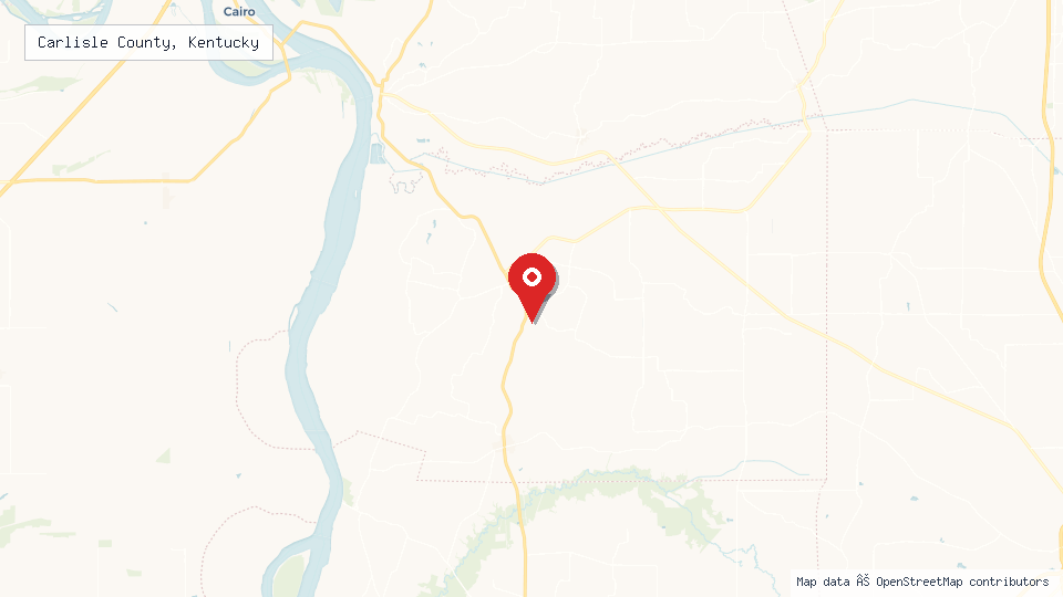 Street map of Carlisle County, Kentucky with location pin