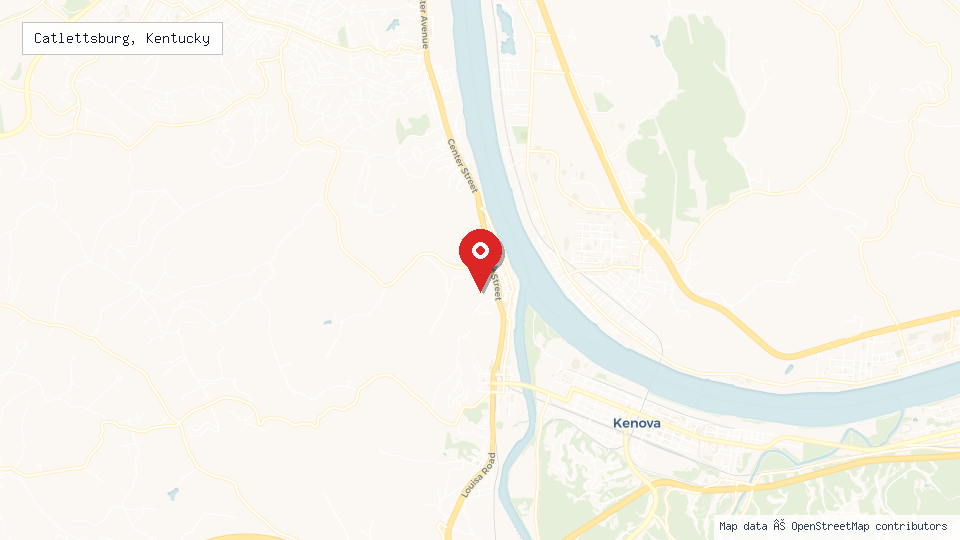 Street map of Catlettsburg, Kentucky with location pin