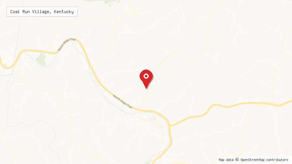 Street map of Coal Run Village, Kentucky with location pin