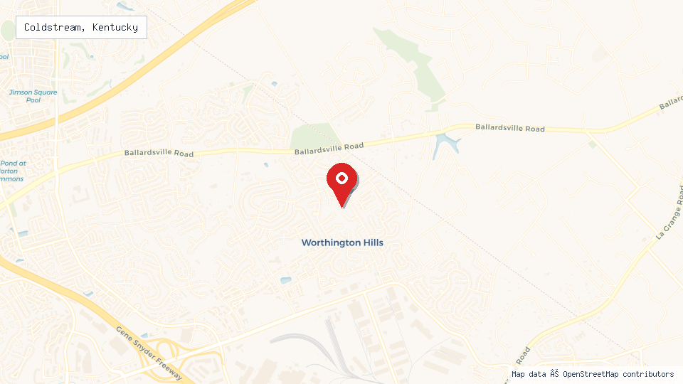 Street map of Coldstream, Kentucky with location pin