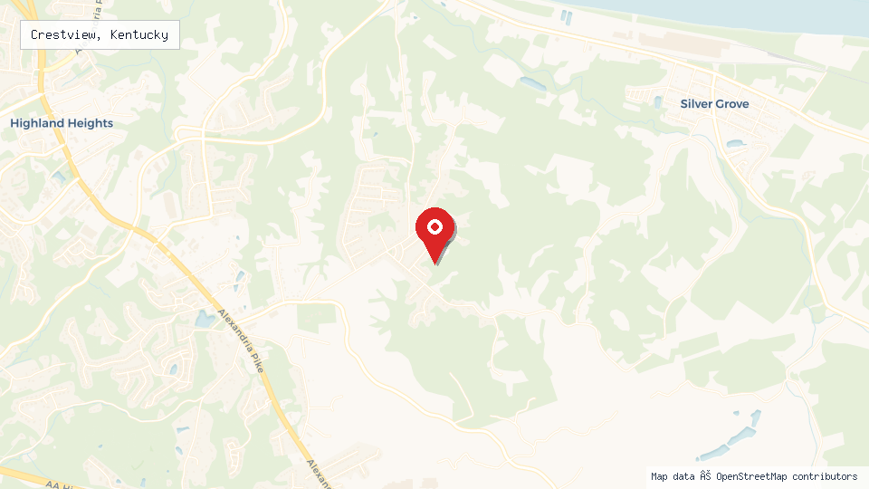 Street map of Crestview, Kentucky with location pin