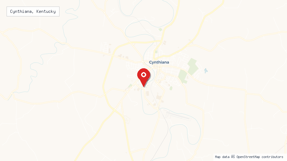 Street map of Cynthiana, Kentucky with location pin
