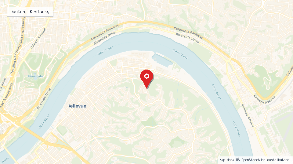Street map of Dayton, Kentucky with location pin