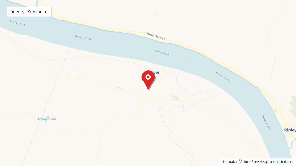 Street map of Dover, Kentucky with location pin
