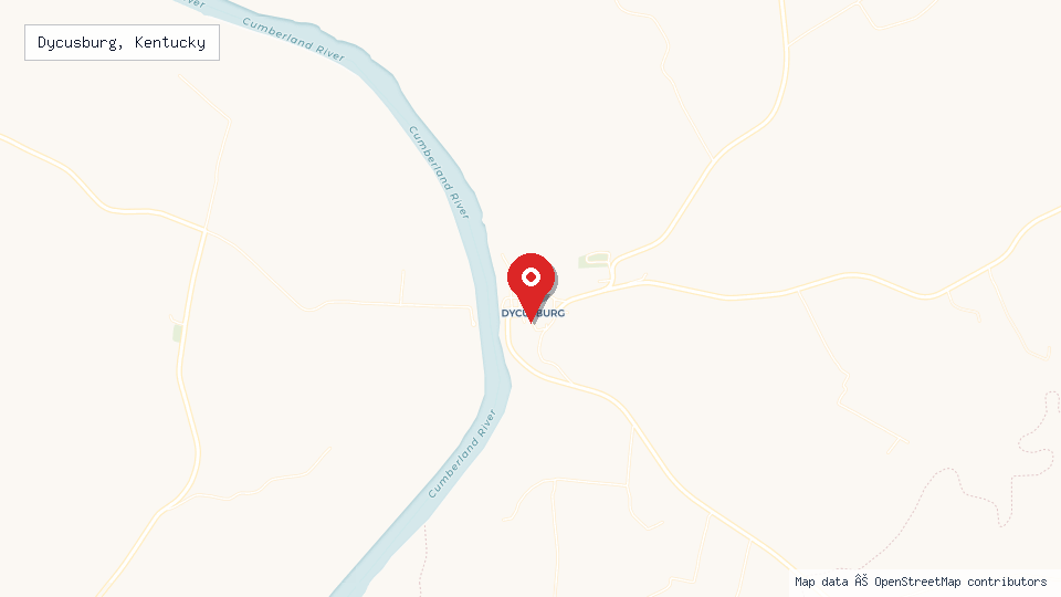 Street map of Dycusburg, Kentucky with location pin
