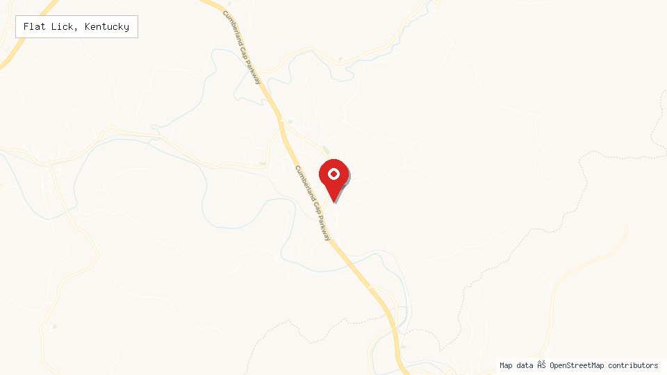 Street map of Flat Lick, Kentucky with location pin