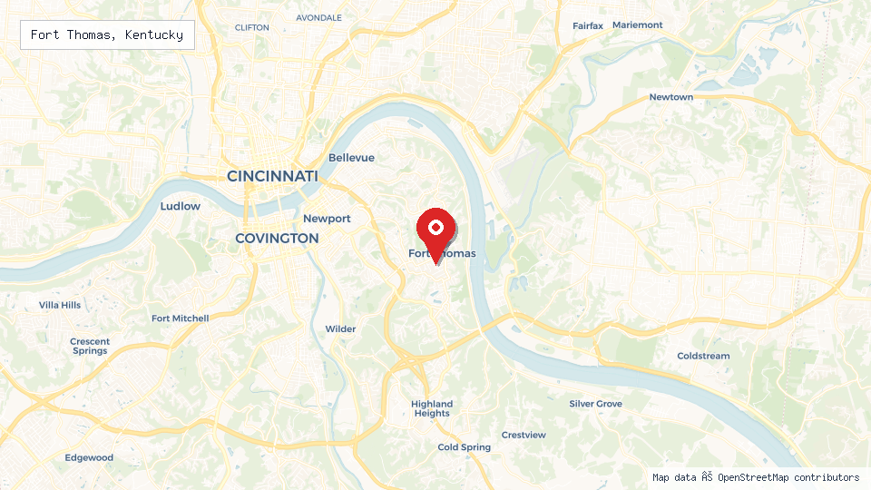 Street map of Fort Thomas, Kentucky with location pin