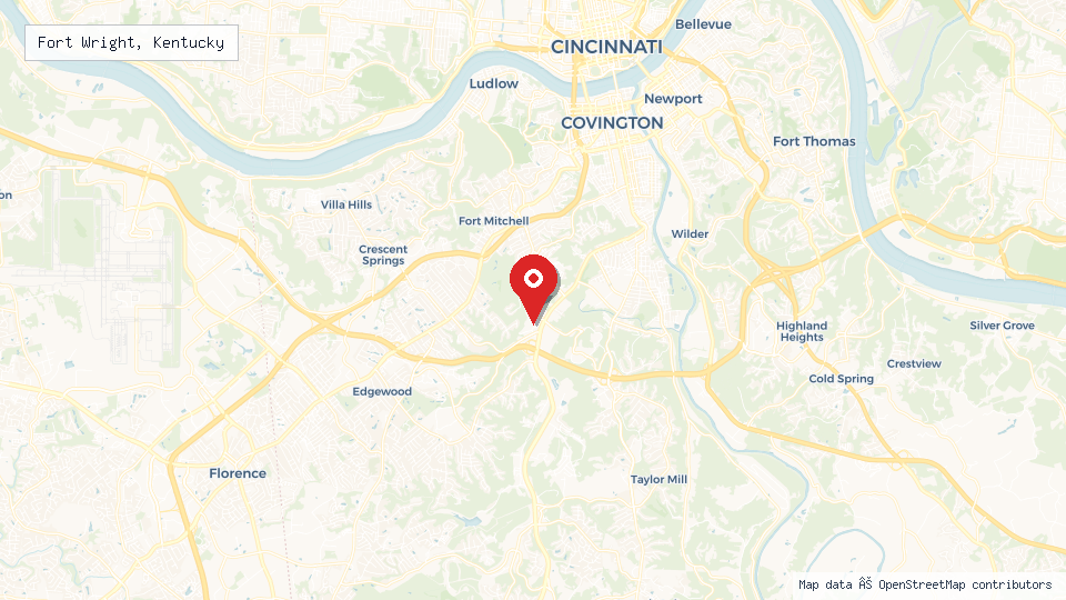 Street map of Fort Wright, Kentucky with location pin