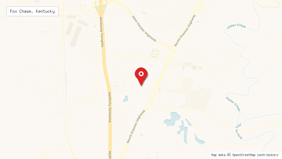 Street map of Fox Chase, Kentucky with location pin