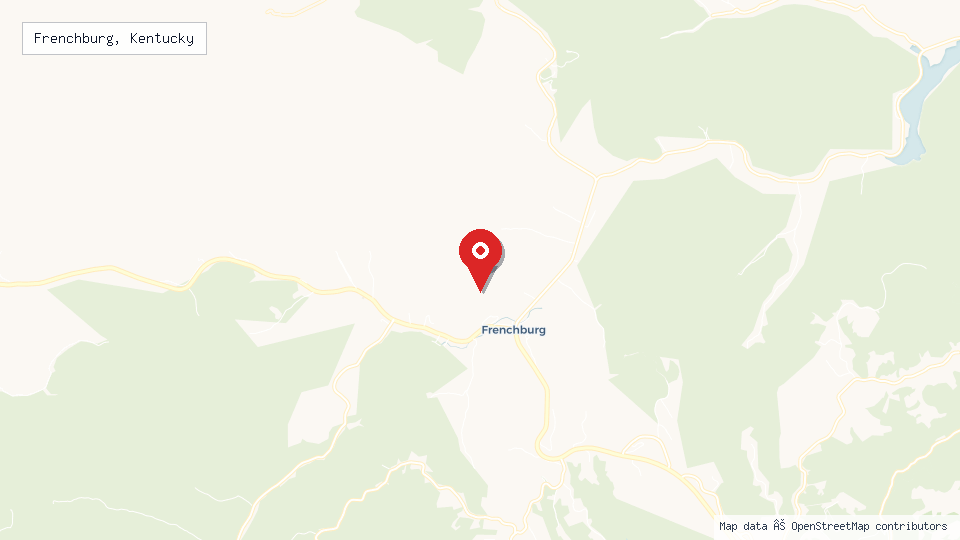 Street map of Frenchburg, Kentucky with location pin