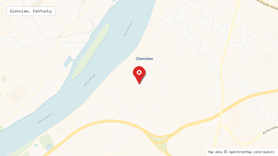 Street map of Glenview, Kentucky with location pin