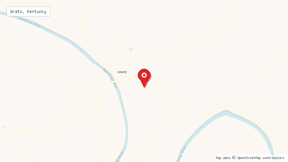 Street map of Gratz, Kentucky with location pin