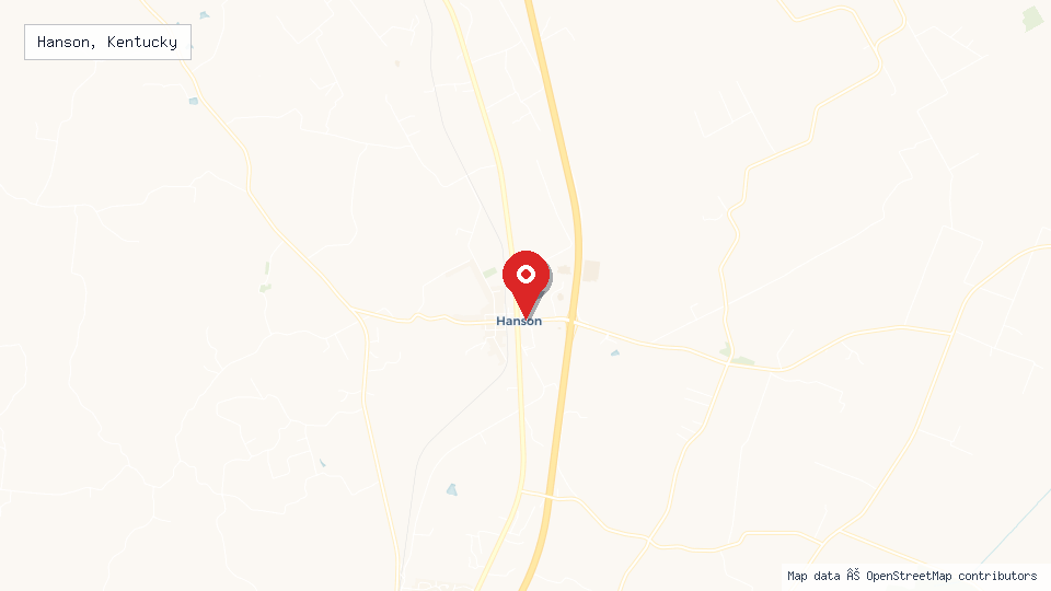 Street map of Hanson, Kentucky with location pin