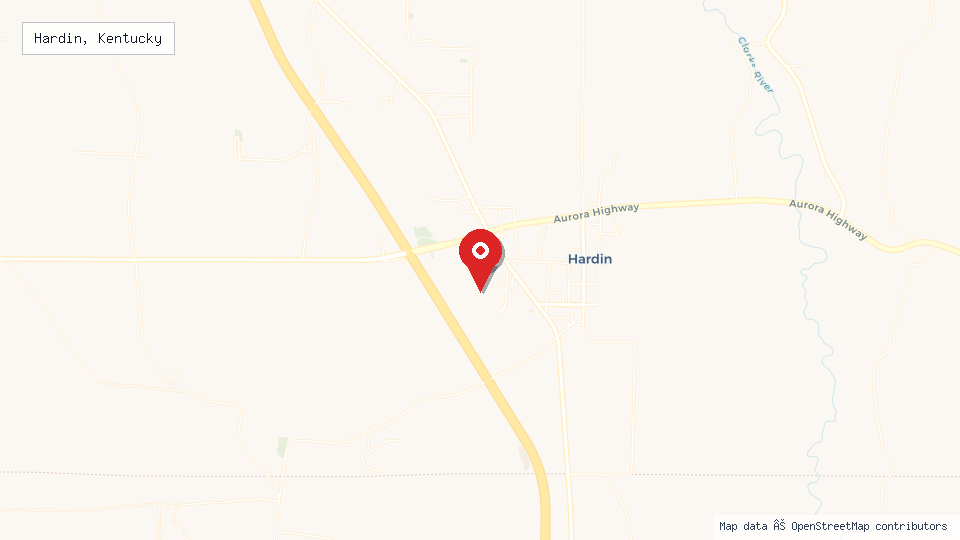 Street map of Hardin, Kentucky with location pin