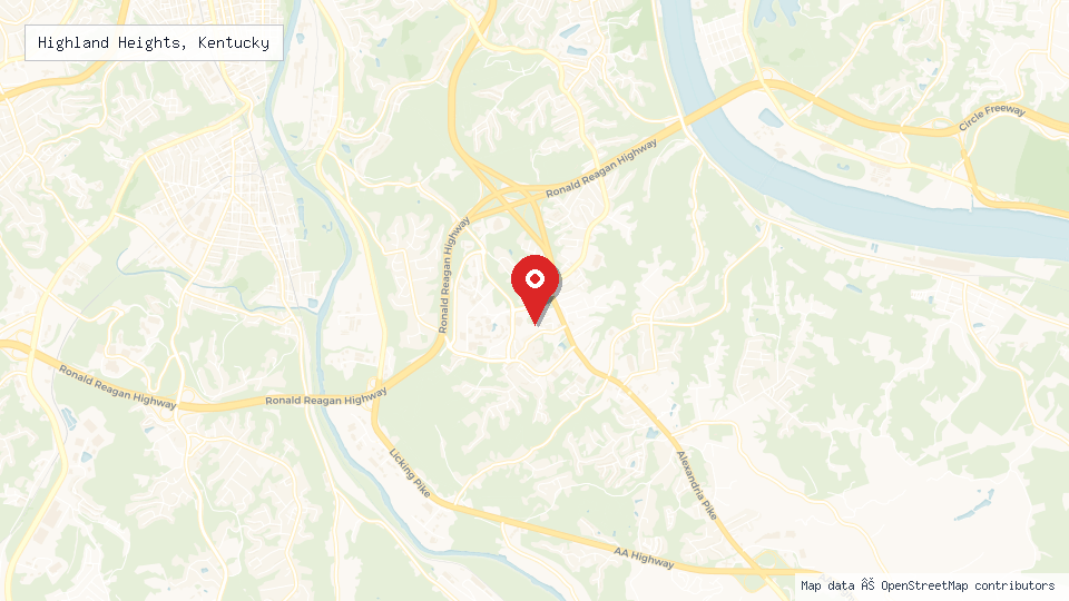 Street map of Highland Heights, Kentucky with location pin