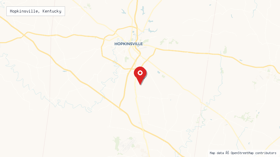 Street map of Hopkinsville, Kentucky with location pin