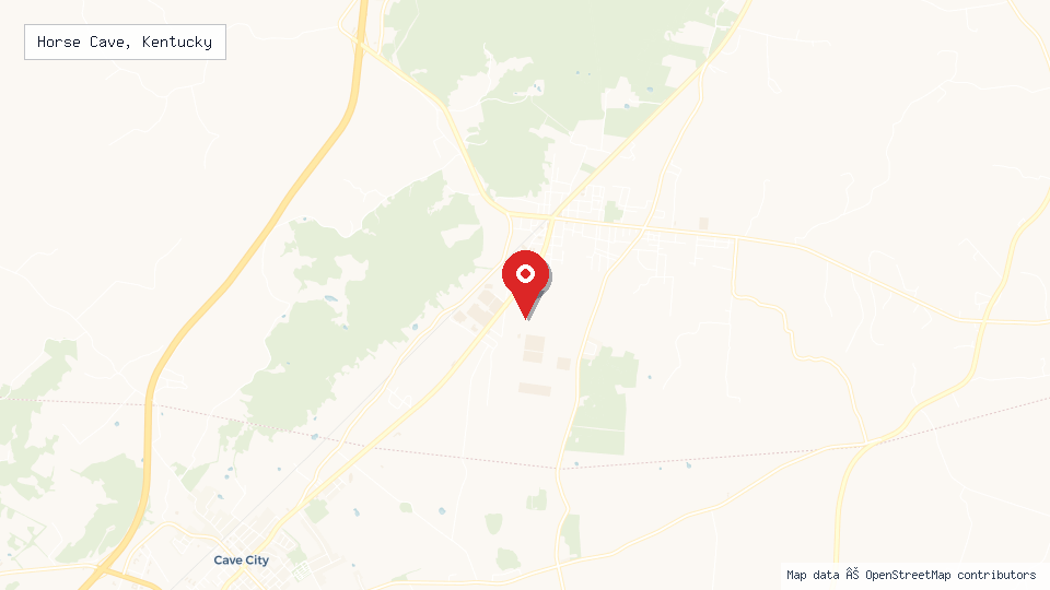 Street map of Horse Cave, Kentucky with location pin