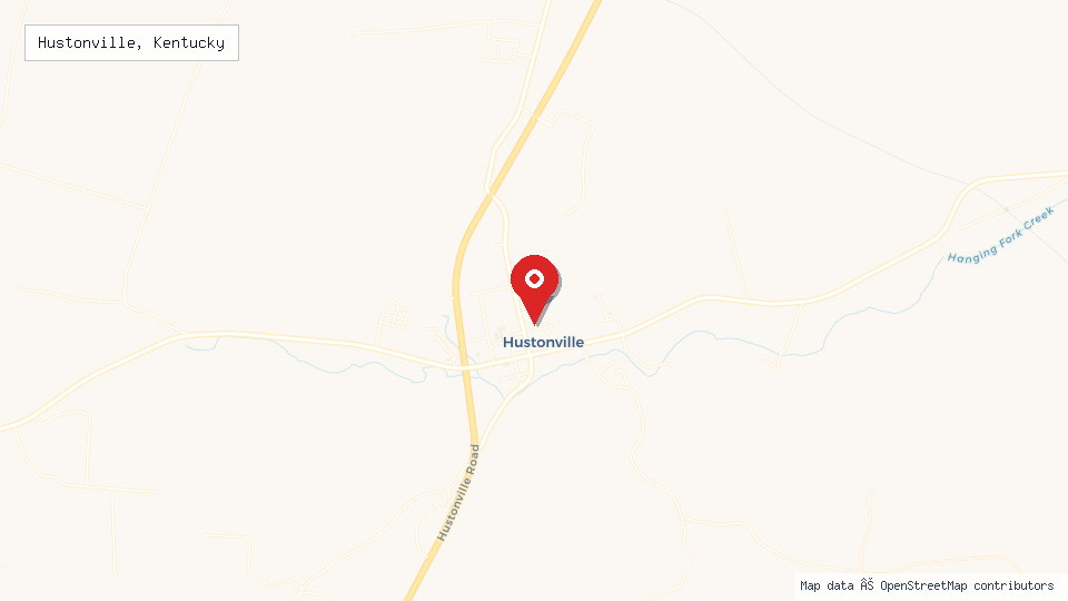 Street map of Hustonville, Kentucky with location pin