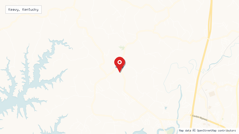 Street map of Keavy, Kentucky with location pin