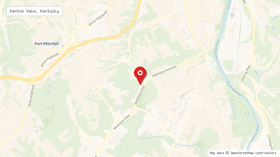 Street map of Kenton Vale, Kentucky with location pin