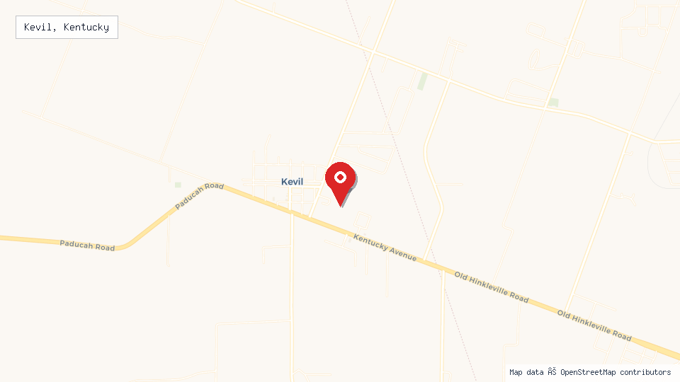 Street map of Kevil, Kentucky with location pin