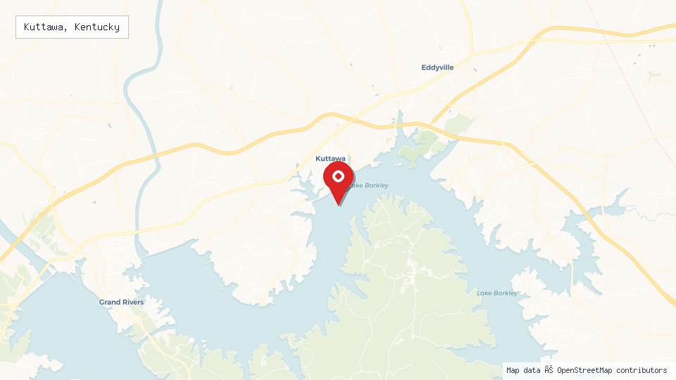 Street map of Kuttawa, Kentucky with location pin