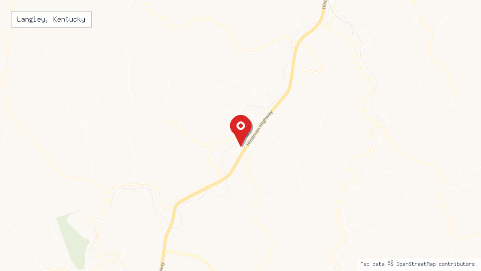 Street map of Langley, Kentucky with location pin