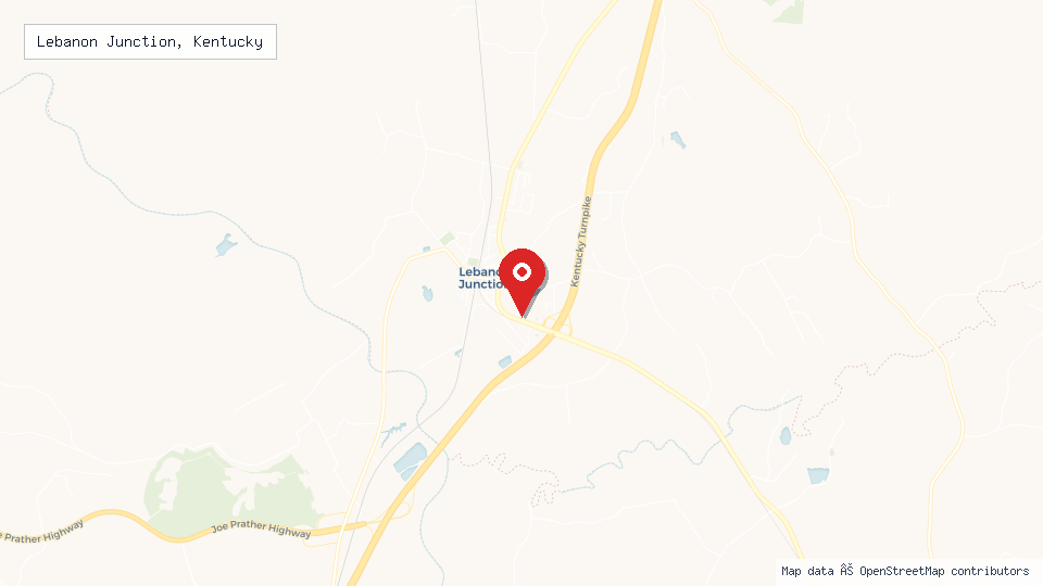 Street map of Lebanon Junction, Kentucky with location pin