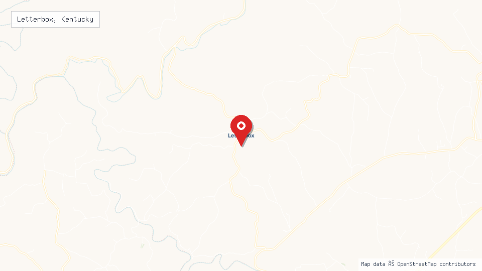 Street map of Letterbox, Kentucky with location pin