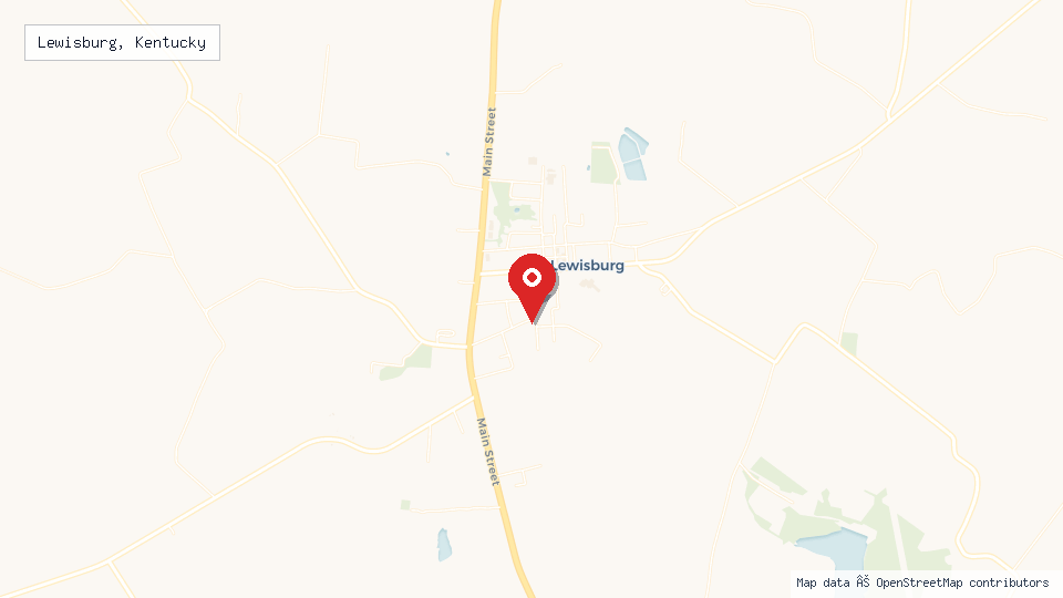 Street map of Lewisburg, Kentucky with location pin