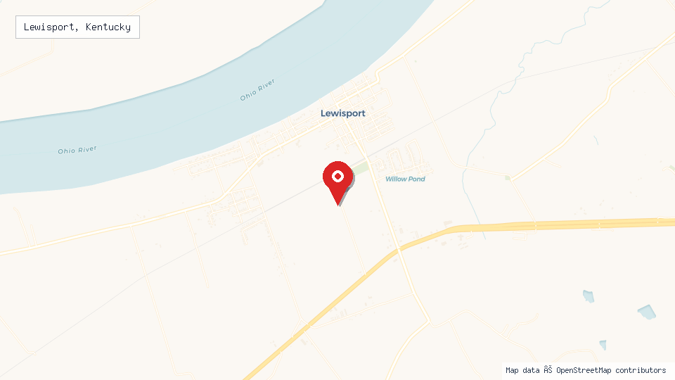 Street map of Lewisport, Kentucky with location pin