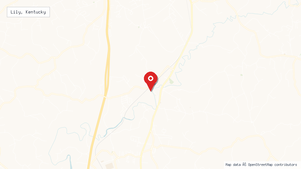 Street map of Lily, Kentucky with location pin