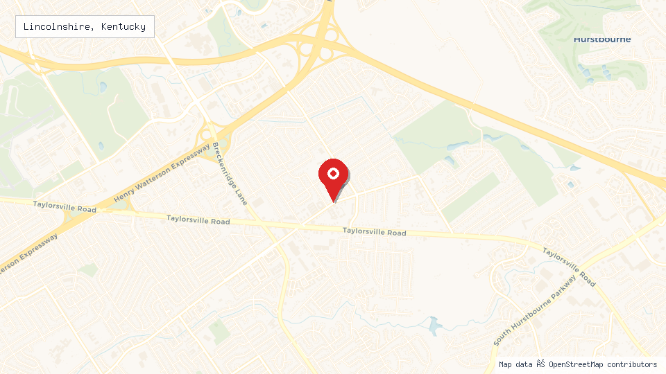 Street map of Lincolnshire, Kentucky with location pin