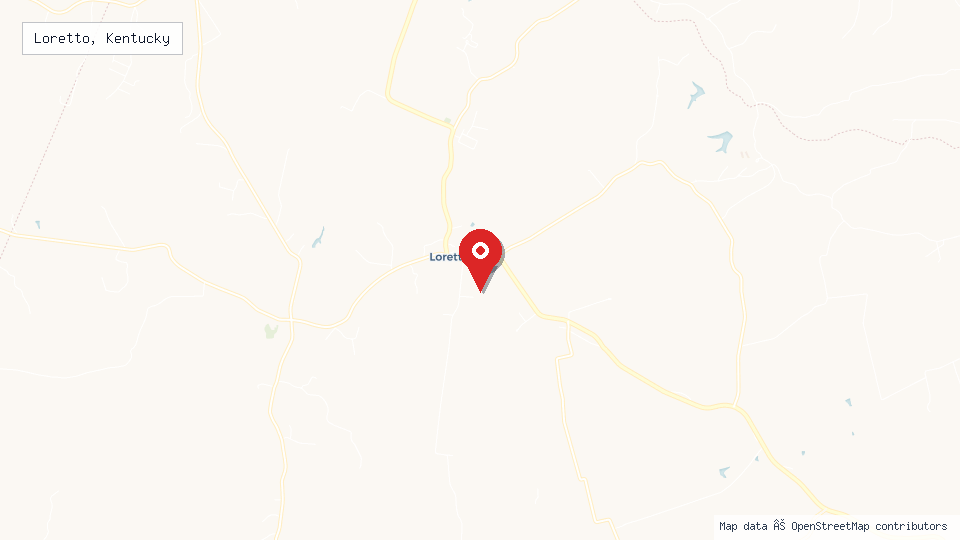 Street map of Loretto, Kentucky with location pin