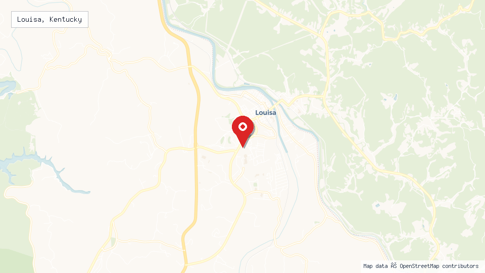 Street map of Louisa, Kentucky with location pin