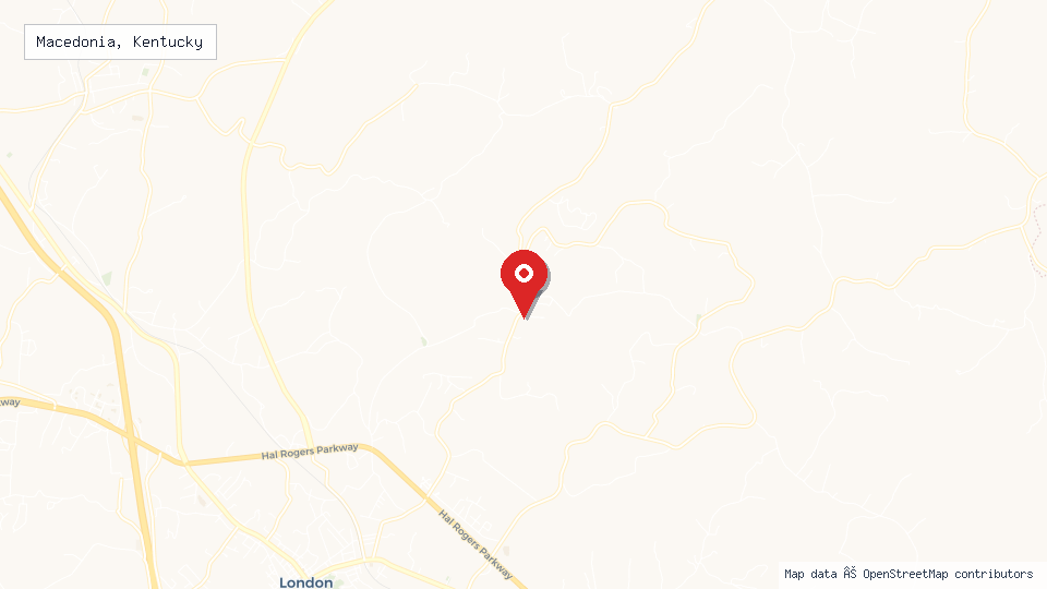 Street map of Macedonia, Kentucky with location pin