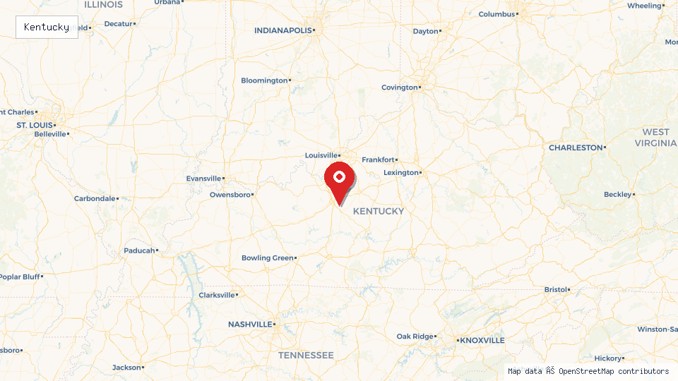 Street map of Kentucky with location pin